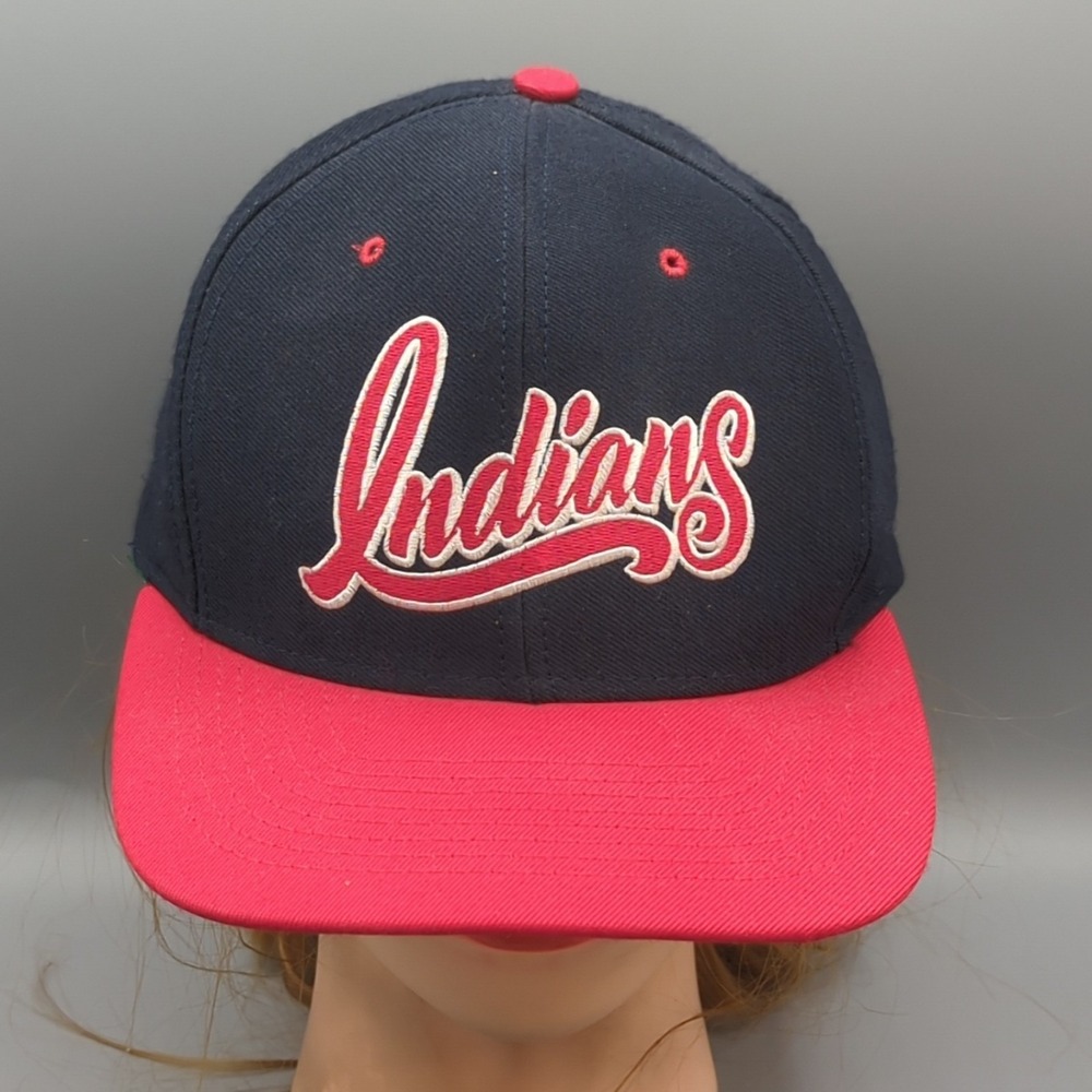 Vintage Cleveland Indians Tail Script American Needle Nutmeg Snapback Hat Cap